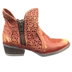 Circle G By Corral Women's Burnt Red Leather Distressed Western Boots Size US 8